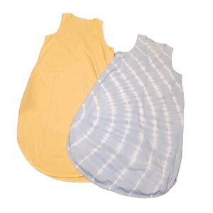 NATURAL REFLECTIONS XXL Yellow Blue Tie Dye Tank Top Rounded Hem Maxi Dress Lot